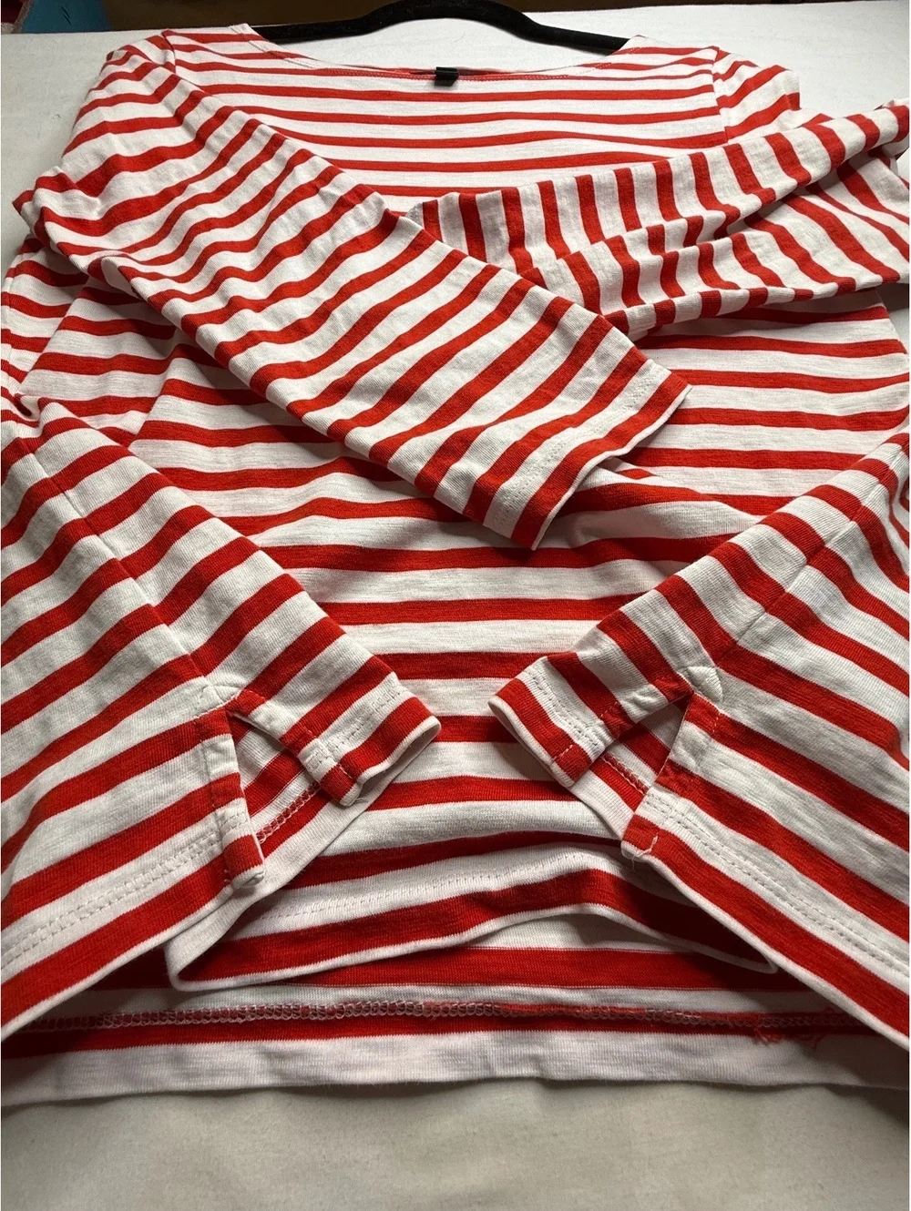 J.Crew Classic Red and White Striped Cotton Long Sleeve Shirt Medium